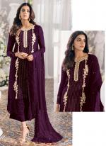 Faux Georgette Wine Eid Wear Embroidery Work Pakistani Suit